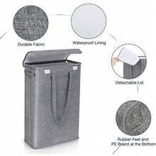 1 giỏ đựng đồ giặt bằng vải lanh phong cách hiện đại, có nắp, giỏ đựng quần áo có thể gấp lại với sức chứa lớn, hộp đựng đồ chơi hình chữ nhật, đồ sắp xếp đồ trong phòng tắm treo tường - vải lanh chống thấm nước, tay cầm chắc chắn, giỏ đựng quần áo bẩn đa năng, đồ sắp xếp đồ trong phòng ngủ và phòng tắm tiết kiệm không gian - thích hợp cho nhà bếp, phòng tắm, phòng ngủ, phòng khách - Nhiều màu - Xem 8