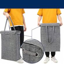 1 giỏ đựng đồ giặt bằng vải lanh phong cách hiện đại, có nắp, giỏ đựng quần áo có thể gấp lại với sức chứa lớn, hộp đựng đồ chơi hình chữ nhật, đồ sắp xếp đồ trong phòng tắm treo tường - vải lanh chống thấm nước, tay cầm chắc chắn, giỏ đựng quần áo bẩn đa năng, đồ sắp xếp đồ trong phòng ngủ và phòng tắm tiết kiệm không gian - thích hợp cho nhà bếp, phòng tắm, phòng ngủ, phòng khách - Nhiều màu - Xem 4