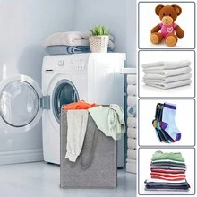 1 giỏ đựng đồ giặt bằng vải lanh phong cách hiện đại, có nắp, giỏ đựng quần áo có thể gấp lại với sức chứa lớn, hộp đựng đồ chơi hình chữ nhật, đồ sắp xếp đồ trong phòng tắm treo tường - vải lanh chống thấm nước, tay cầm chắc chắn, giỏ đựng quần áo bẩn đa năng, đồ sắp xếp đồ trong phòng ngủ và phòng tắm tiết kiệm không gian - thích hợp cho nhà bếp, phòng tắm, phòng ngủ, phòng khách - Nhiều màu - Xem 6