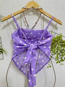 Belala Moda New Vest With Adjustable String And Print - Mauve Purple - View 2
