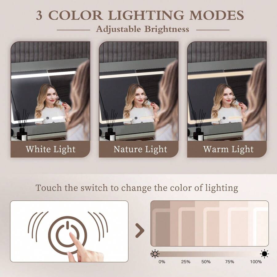 SLSY Small Vanity Desk With Flip Top Lighted Mirror 2 In 1 Makeup