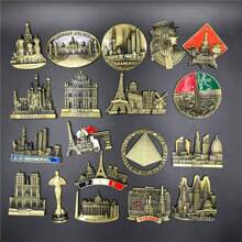1pc Metal High-Grade 3D Stereo Refrigerator Sticker United States Egypt Fama Austria Spain Dubai Shanghai Macau