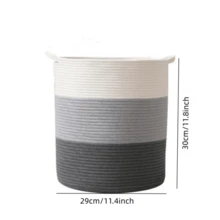 1 件编织收纳篮，11.4 X 11.8 英寸（29*30 厘米），带手柄，用于洗衣、玩具、枕头、婴儿用品、毛毯、毛巾、家庭整理和储存，适用于卧室、客厅、宿舍 - 彩色 - 查看 2