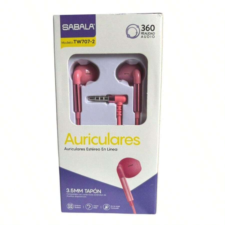 Auriculares con Cable Sabala 3.5 MM TW-707 - Rosa - Ver 1