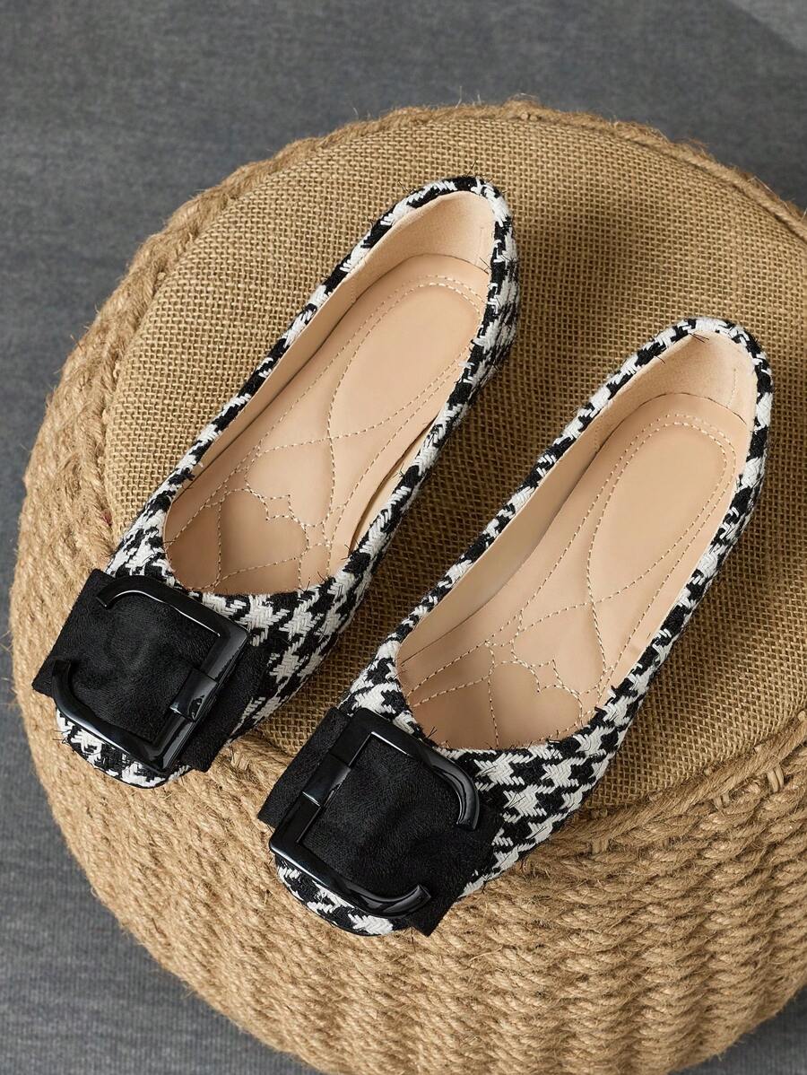 Knitted Square Toe Flat Slip-Ons