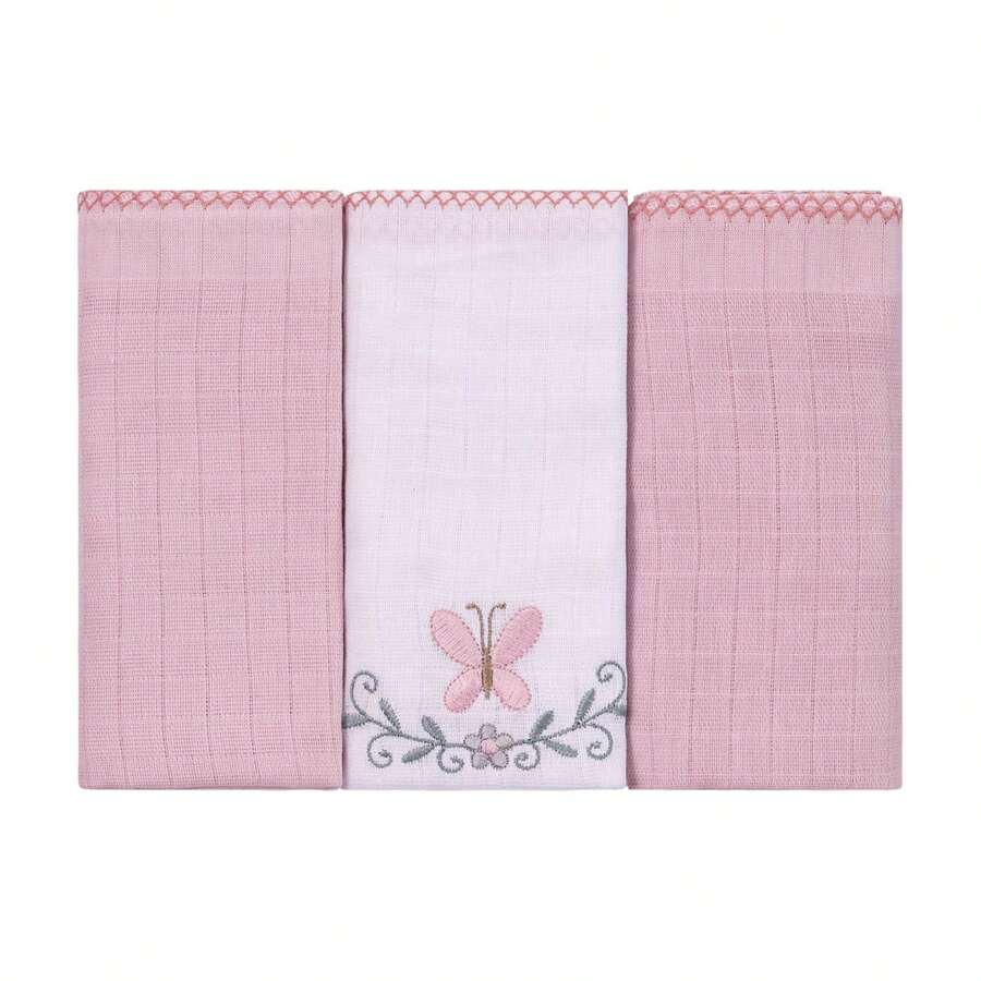 Baby Joy Checkered Baby Diaper With Embroidery - Bụi hồng - Xem 1