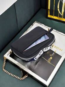 潮流时尚男女通用迷你钱包休闲零钱包卡包拉链小包手拿包可装银行卡和身份证生日 - 黑色 - 查看 7