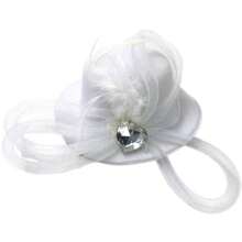 Best Women Fascinator Hat 20s Vintage Solid Color Floral Pillbox Veil Mesh For Party Wedding Headwear - 白色 - 查看 1