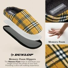 Dunlop Comfy Memory Foam Slippers Warm Faux Sheepskin Indoor/Outdoor Anti-Slip House Shoes Gift - Mustard Yellow - View 4
