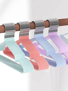 5/10 perchas para ropa con diseño antideslizante, 5 perchas metálicas para pantalones, perchas sin rastro, perchas resistentes y duraderas para abrigos de alta resistencia, almacenamiento y organización de ropa para el hogar, dormitorio, baño - Beis - Ver 7