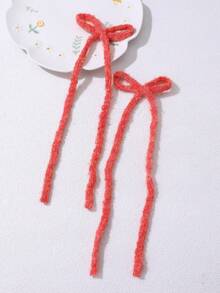 1 对时尚彩色针织蝴蝶结发夹，适合女孩的优雅风格，适合日常佩戴 - 彩色 - 查看 7