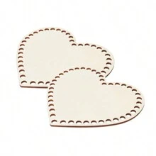 2pcs/Set Natural DIY Heart-Shaped Woven Wooden Basket, Crochet Crafting Background Wooden Base
