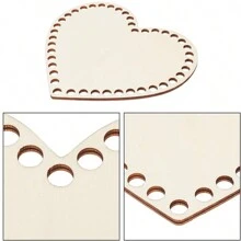 2pcs/Set Natural DIY Heart-Shaped Woven Wooden Basket, Crochet Crafting Background Wooden Base