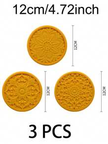 lovely flower Set Of 3pcs Traditional Round Silicone Coaster,Cup Mat Kitchen Table Heat-Resistant Coasters And Thick Insulation Pads//Coaster Set For Home Decor Tabletop Protection Suitable For Kinds Of Cups