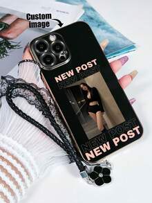 1 Ốp lưng điện thoại chống rơi tùy chỉnh họa tiết "Nes Post" bằng TPU đen mạ điện tương thích với iPhone 15 Pro Max + 1 Ốp lưng điện thoại di động có keo nhỏ giọt đính đá hoa màu đen tương thích với iPhone 15 Pro Max, Điện thoại Android như Samsung A14 A14 A52 A31 A23, Điện thoại như Redmi Note 8 Pro, Redmi Note 11 Pro 4G, Redmi Note 12 4G, OPPO A54 - Màu be - Xem 4