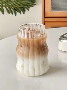 1 件 550ml 条纹玻璃咖啡杯（不带吸管），创意波浪形玻璃杯，美观的咖啡杯，夏季果汁杯，透明冷饮杯，独特的极简主义饮具，非常适合冰咖啡、奶茶、水，家庭和办公室使用，完美的礼物，送给朋友、同事、妈妈的精美母亲节礼物，适合家庭使用，适合女性，饮用奶茶杯和咖啡杯等饮料，返校用品 - 無色 - 查看 5