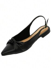 KIT 2 PAIRS Women's Open Toe Slingback Flat Shoes Comfort New Bow Knot Casual Light Gold And Variations - 黑色 - 查看 3