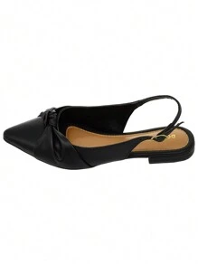 KIT 2 PAIRS Women's Open Toe Slingback Flat Shoes Comfort New Bow Knot Casual Light Gold And Variations - 黑色 - 查看 2