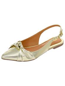 KIT 2 PAIRS Women's Open Toe Slingback Flat Shoes Comfort New Bow Knot Casual Light Gold And Variations - 黑色 - 查看 5