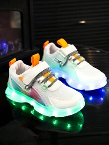 GUANGLAN Rechargeable Kids Glowing Shoes, Colorful LED Light Up Sneakers For Toddler Boys Girls, USB Charging Sport Shoes With Flashing Lights, Net Breathable Casual Sneakers For Little Kids, Baby, Youth - White - View 9