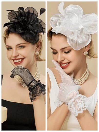 3Pcs Fascinators And Gloves Sets For Women Fancy Tea Party Hats With Lace Gloves 2024 Elegant 1950s Fascinators Hats For Women Kentucky Derby Hats Hair Clip For Bride Wedding Birdcage Veil Headband Flower 1920s Headpiece For Horse Race Vintage Bridgerton Fedora Beret Hats 50s Outfit Church Hats Black Veil For Funeral 1940s Dresses Victorian Hat Pillbox Hats Lolita Accessories For Women Girl Birthday Mother's Day Halloween Christmas Gift