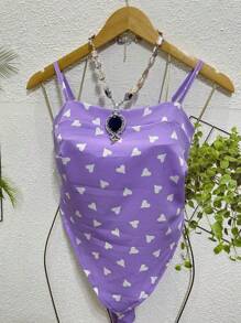 Belala Moda New Vest With Adjustable String And Print - Mauve Purple - View 3