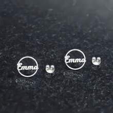 1 对金色银色优雅定制名字不锈钢耳环 - 时尚个性化配饰，适合日常佩戴并赠送感恩节圣诞节万圣节母亲节狂欢节 - 彩色 - 查看 9