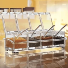 Spice Racks 4 Jars Kitchen Condiments PinkShop - Clear - View 3