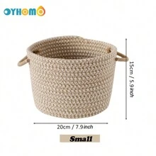 OYHOMO 1/2pcs Woven Storage Basket, Suitable For Organizing Toys, Snacks, Small And Tidy, Suitable For Bedroom, Gifts, Empty Shelves, Wardrobe, Vanity, Can Be Used As Makeup, Jewelry, Key Storage Box/Container - Khaki - View 15