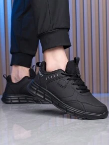 Tênis de Corrida Respiráveis Resistentes a Odores e Absorventes de Choque, Novos para Homens no Outono/Inverno, Botas de Cor Sólida, Sapatos Esportivos Casuais Pretos com Cadarço e Estilo Outdoor/Trabalho, Adequados para Adolescentes em Ocasiões Casuais de Verão, Atividades Ao Ar Livre, Viagens ou como Presentes de Formatura ou Aniversário.