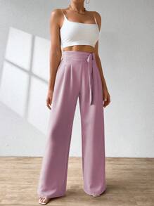 ADD WOMEN'S FASHION - AS1248 Women's Pantaloons, Elastic Waistband, Tailored, Casual, High Waist, Bell Bottom, Casual, Formal, Delicate, Light, Belt, Comfortable, Stylish, Fashion, Glamorous, Trendy, National Shipping - 淺粉色 - 查看 5