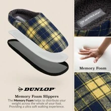 Dunlop Comfy Memory Foam Slippers Warm Faux Sheepskin Indoor/Outdoor Anti-Slip House Shoes Gift - Navy Blue - View 4