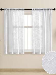 1 chiếc rèm cửa sổ phong cách Mỹ hiện đại bằng polyester mềm mại đơn giản, rèm cửa ngắn có túi đựng thanh treo dùng để trang trí nhà cửa, rèm cửa phòng tắm, nhà bếp, phòng khách, vách ngăn tủ, xử lý cửa sổ cơ bản - trắng - Xem 1