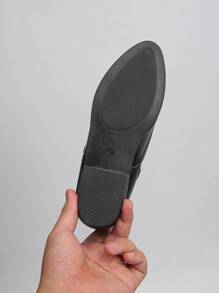 时尚黑色踝靴，舒适休闲户外靴，英伦风格系带低跟尖头 PU 皮革侧拉链女靴，加大码 36-43，完美搭配毛衣裙 - 黑色 - 查看 9