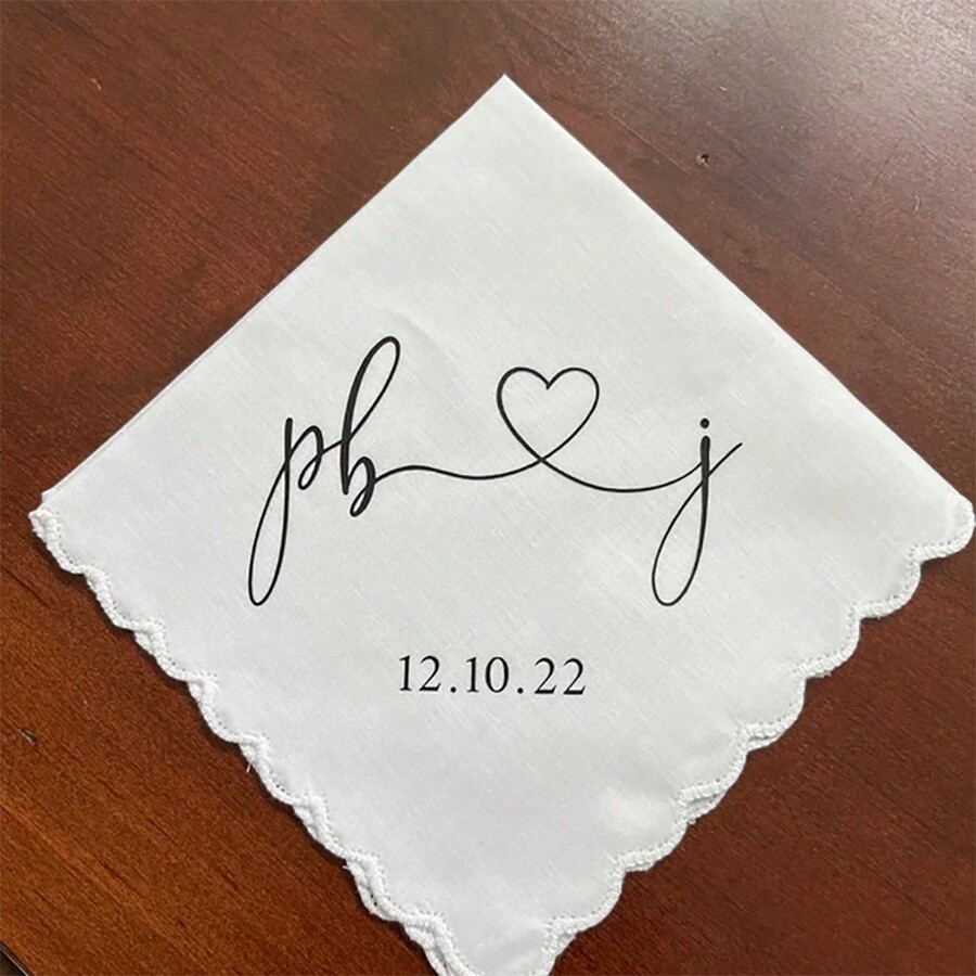 Personalised Custom Bride Groom Handkerchief Wedding Day Engagement