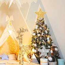 1个11.6英寸金色花朵树顶星，树顶装饰，金/银色树顶，最佳礼物，生日家居装饰，圣诞节装饰，房间装饰，圣诞节冬季 - 金色A - 查看 4