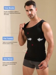1pc Men's Athletic Compression Sleeveless Shirt, Breathable Strengthening Chest And Abdomen Under Base Layer