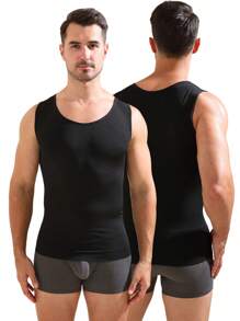 1pc Men's Athletic Compression Sleeveless Shirt, Breathable Strengthening Chest And Abdomen Under Base Layer