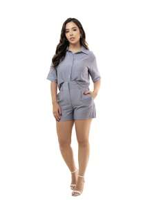 Women's Summer Set With Crepe Linen Shorts - Xám - Xem 2