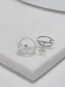 1 对金色银色优雅定制名字不锈钢耳环 - 时尚个性化配饰，适合日常佩戴并赠送感恩节圣诞节万圣节母亲节狂欢节 - 彩色 - 查看 2