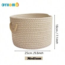 OYHOMO 1/2pcs Woven Storage Basket, Suitable For Organizing Toys, Snacks, Small And Tidy, Suitable For Bedroom, Gifts, Empty Shelves, Wardrobe, Vanity, Can Be Used As Makeup, Jewelry, Key Storage Box/Container - Khaki - View 14