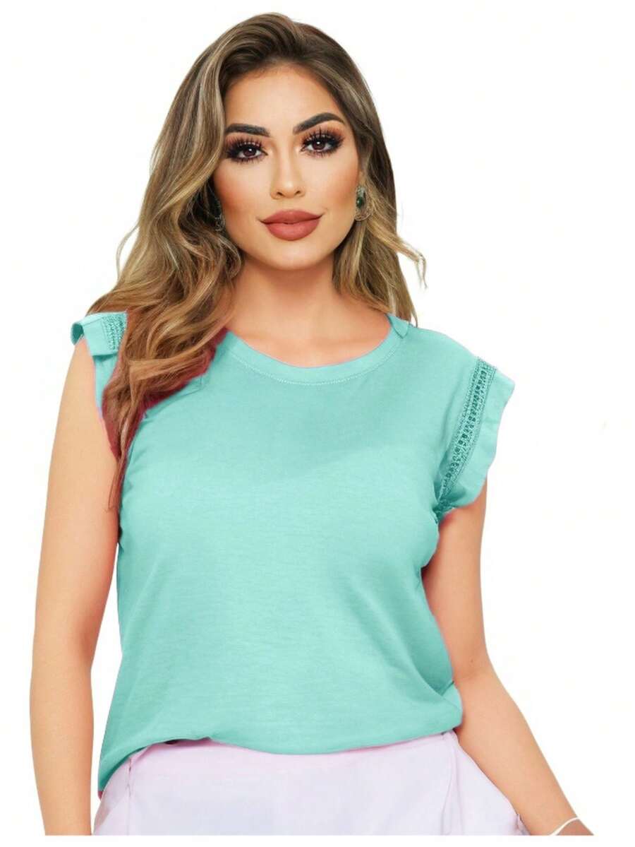 Lace Sleeve T-Shirt Women's Fashion Elegant Blouses