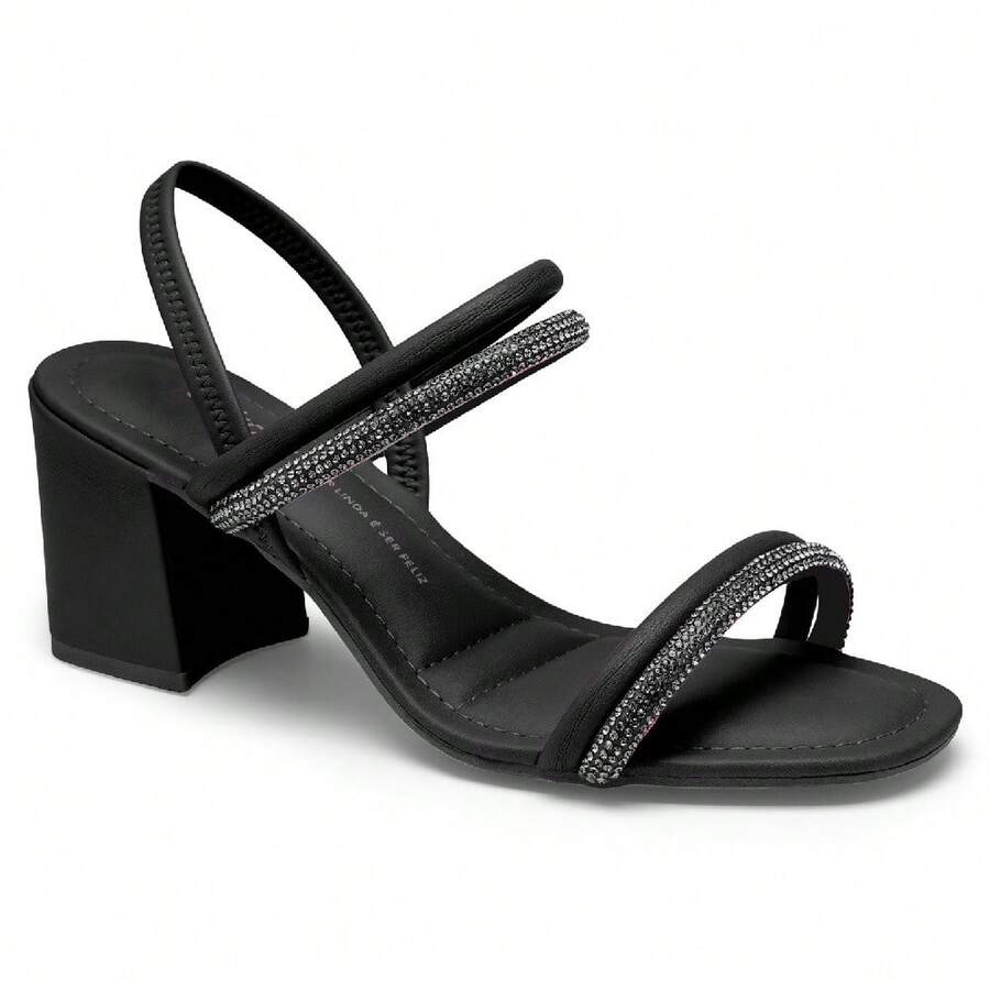 Dakota Sandal With Stones And Block Heel Y6875 Black - Black - View 1