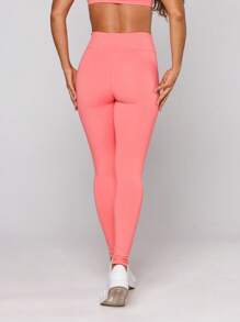 Women's Basic Gym Polyamide Fitness Leggings Navy Blue And Gray Intense Lot Fitness Collection - Coral Orange - View 2