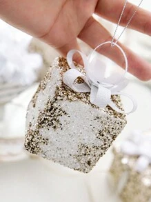 1pc Trang trí Giáng sinh Bột lấp lánh Hộp quà tặng bằng xốp Mặt dây chuyền 6CM Túi quà Cây thông Noel Treo trang trí Quả bóng Trang trí DIY - Nhiều màu - Xem 1