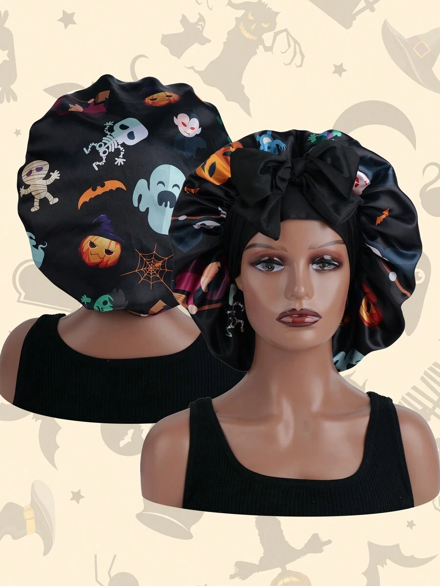 1 Mũ trùm đầu vành rộng cơ bản cho nữ dùng để ngủ hàng ngày làm quà tặng Halloween - Nhiều màu - Xem 1