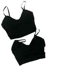 Kit With 3 Cropped/Viscolycra Top With Thin Straps In Various Colors With Padding - Trắng, Đen, Hồng - Xem 3
