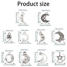 20/50 PCS Charms style lune Lune en argent antique avec pendentifs en alliage étoile pour DIY collier bracelet boucle d'oreille bijoux (mélangé au hasard)