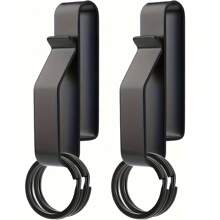 2 件不锈钢重型皮带钥匙扣，带 4 件金属钥匙圈，黑银色男士钥匙扣钥匙扣夹，适用于 1.5-2.25 英寸宽的皮带，适用于办公室配件、家居装饰、节省空间的组织、圣诞节、万圣节、感恩节、情人节、生日礼物 - 彩色 - 查看 14