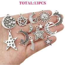 13/20/50PCS Craft Supplies Mixed Antique Silver Sun Moon Stars Charms Pendants For Crafting Jewelry Findings Making Accessory For DIY Necklace Bracelet(Random Mixed) - Antique Silver - View 5